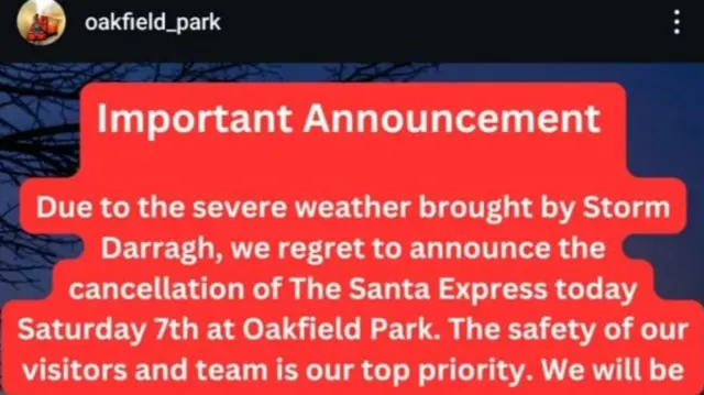 Message relating to the cancellation of a Christmas event