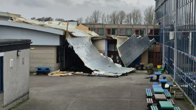 School roof on floor of playground