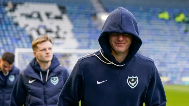 Portsmouth's Colby Bishop smiling before their game against Bristol City