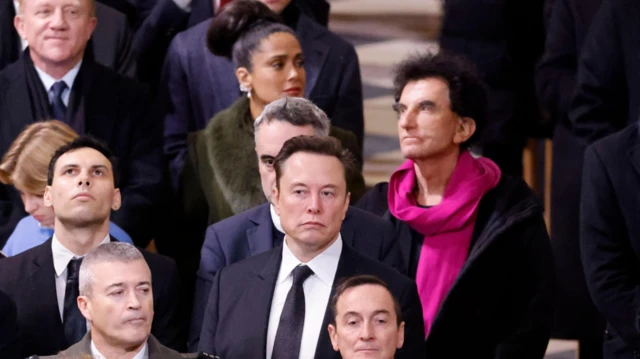 Elon Musk (centre) and Salma Hayek (centre, top) were among the famous faces in attendance