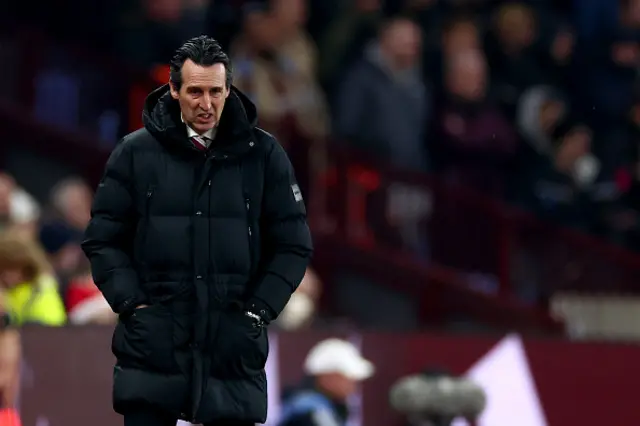 Aston Villa Manager Unai Emery in his technical area.