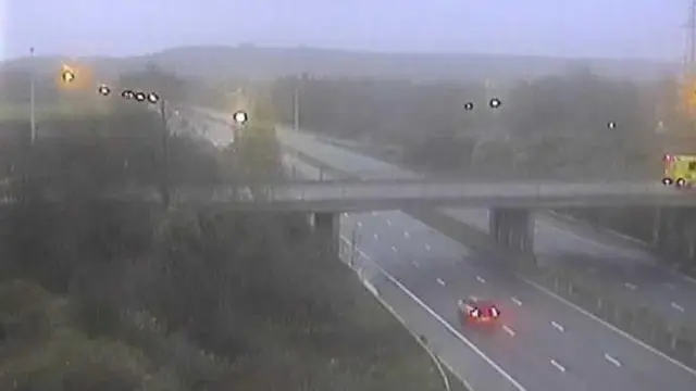 A view of the M5 during Storm Darragh