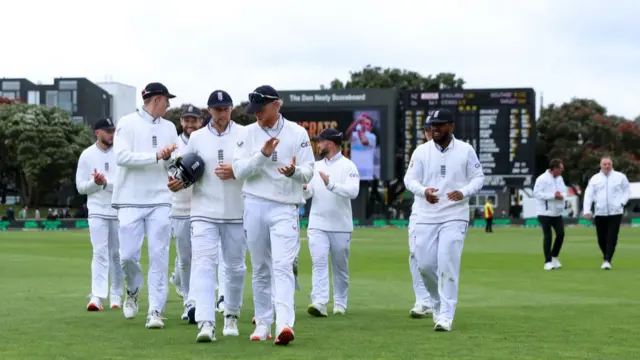 England walk off the field in Wellington