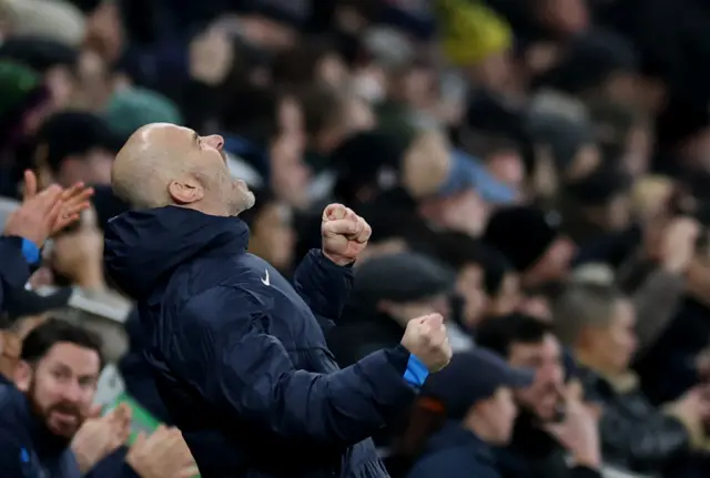 Chelsea manager Enzo Maresca celebrates.