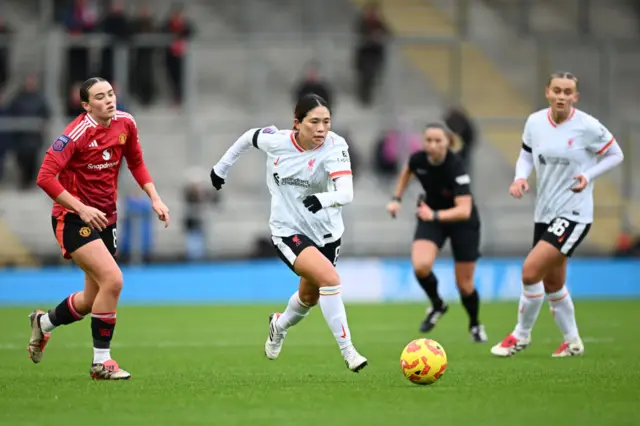 Fuka Nagano of Liverpool runs with the ball