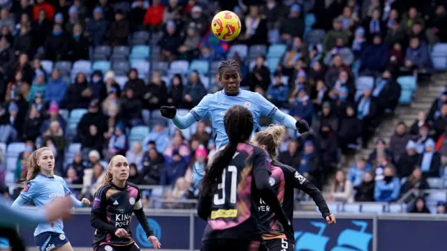 Manchester City's Khadija Shaw scores her sides first goal