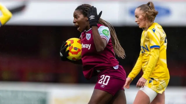 Viviane Asseyi of West Ham United celebrates after scoring