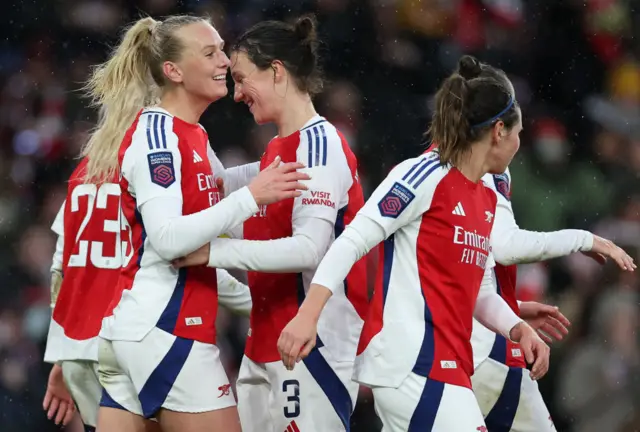 Stina Balckstenius of Arsenal celebrates scoring her team's third goal