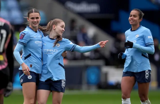 Manchester City's Jess Park celebrates after scoring her sides third goal