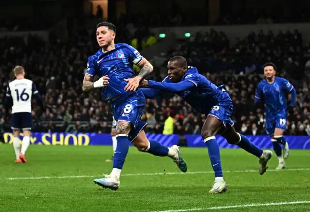 Chelsea's Enzo Fernandez celebrates.