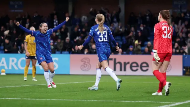 Aggie Beever-Jones of Chelsea celebrates scoring her team's second goal