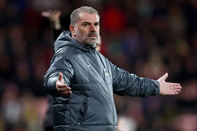 Tottenham Hotspur manager Ange Postecoglou during the Premier League match between AFC Bournemouth and Tottenham Hotspur FC.