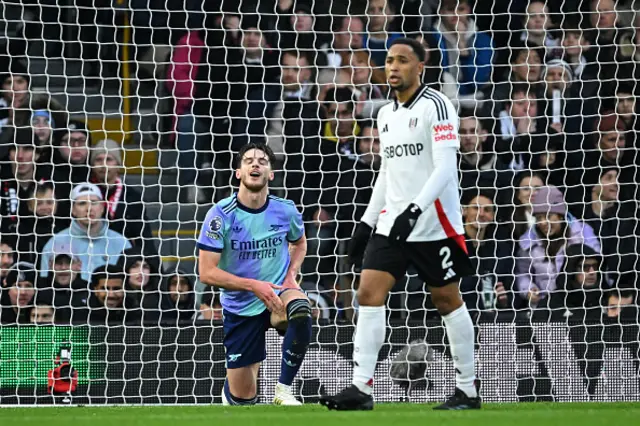 Declan Rice reacts to a missed chance.