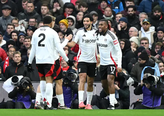 Raul Jimenez of Fulham celebrates scoring his team's first goal.