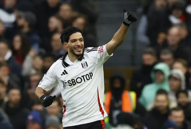 Fulham's Raul Jimenez celebrates scoring their first goal.