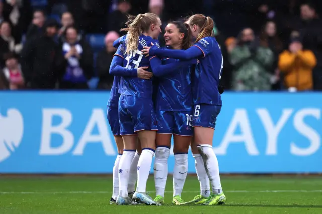 Chelsea's Johanna Rytting Kaneryd celebrates scoring their side's third goal