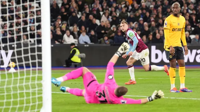 West Ham United's Jarrod Bowen scores their side's second goal of the game