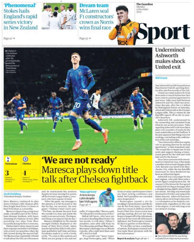 Guardian's main sport page