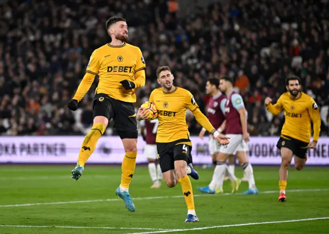 Wolverhampton Wanderers' Matt Doherty celebrates scoring their first goal