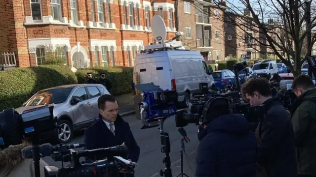 Journalists and cameras at the scene of the attack