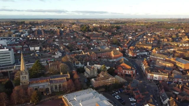 Aerial shot of Wellingborough