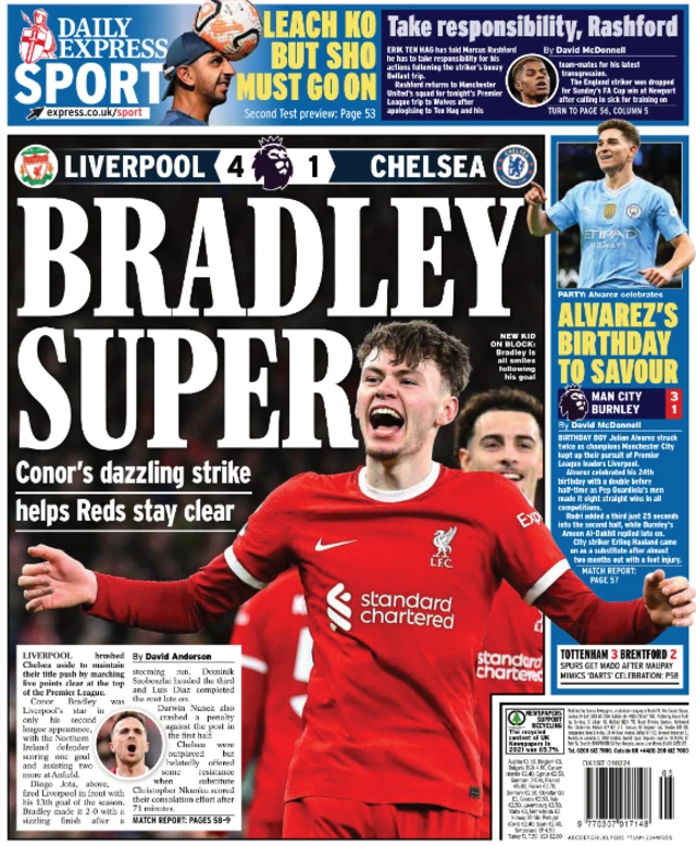 Back page of the Daily Express on 1 February 2024