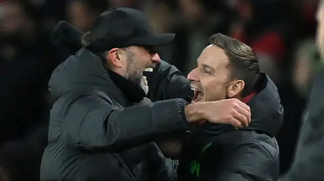 Liverpool manager Jurgen Klopp withh assistant Pep Lijnders