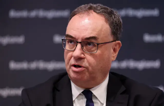 Governor of the Bank of England Andrew Bailey speaking at a press conference