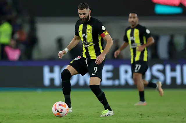 Karim Benzema of Al-Ittihad runs with the ball