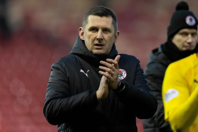 Bonnyrigg manager Robbie Horn after a Scottish Cup Fifth Round match between Aberdeen and Bonnyrigg Rose at Pittodrie Stadium, on February 10, 2024, in Aberdeen, Scotland.