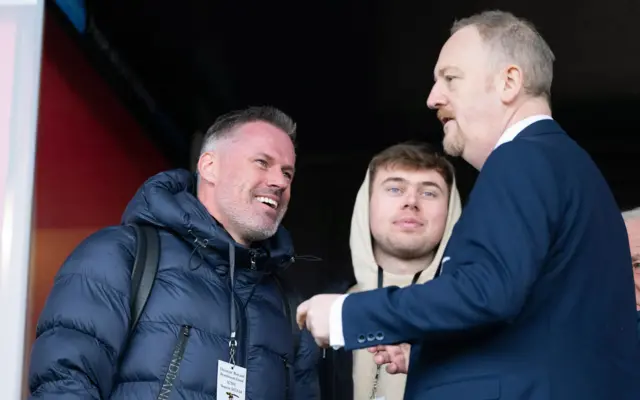 Jamie Carragher (left) at Caledonian Stadium