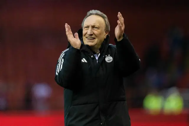 Aberdeen manager Neil Warnock after a Scottish Cup Fifth Round match between Aberdeen and Bonnyrigg Rose at Pittodrie Stadium, on February 10, 2024, in Aberdeen, Scotland.