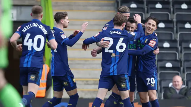 Mansfield Town players celebrating