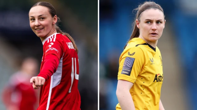 Nottingham Forest’s Louanne Worsey and Wolves’ Amber Hughes - collated image