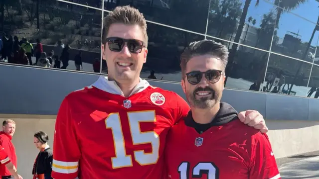 Two men who have travelled from the UK to watch the Super Bowl