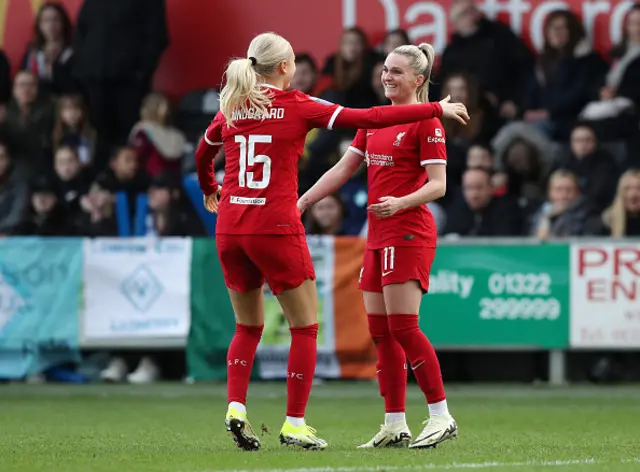 Melissa Lawley of Liverpool celebrates with Sofie Lundgaard