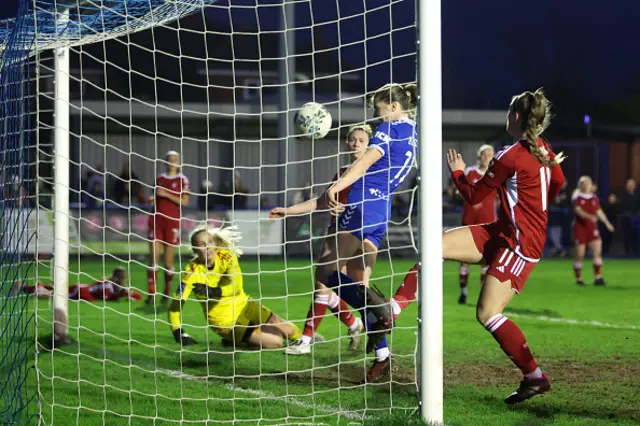 Emma Bissell of Everton scores from close distance