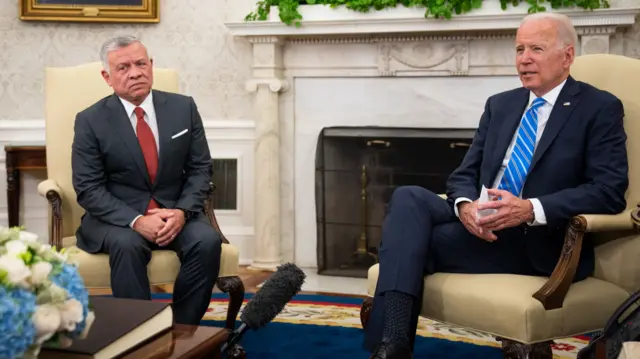 US president Joe Biden with King Abdullah of Jordan in the White House on 19 July, 2021