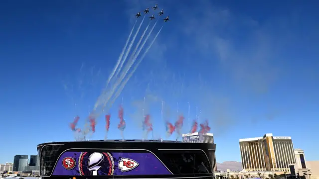 Planes fly over Allegiant Stadium