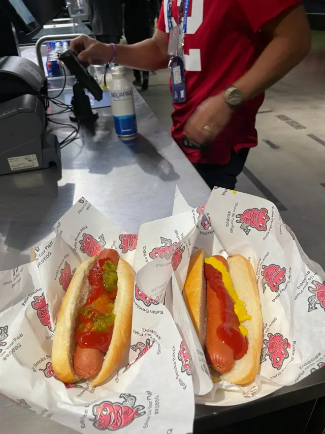 Two hot dogs sold at Allegiant Stadium