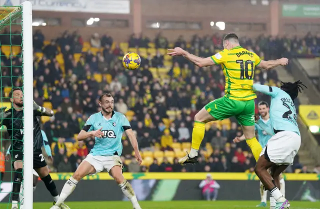 Ashley Barnes scores for Norwich against Watford