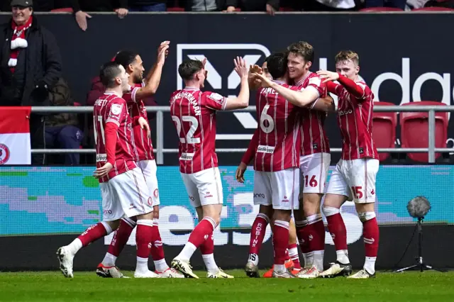 Bristol City celebrate Rob Dickie's goal