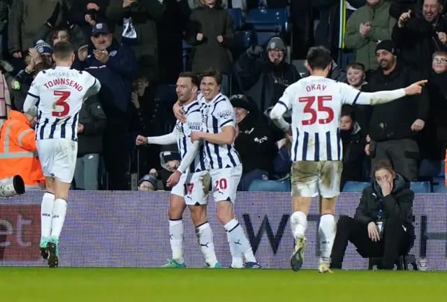 Andreas Weimann celebrates scoring West Brom's second goal against Cardiff