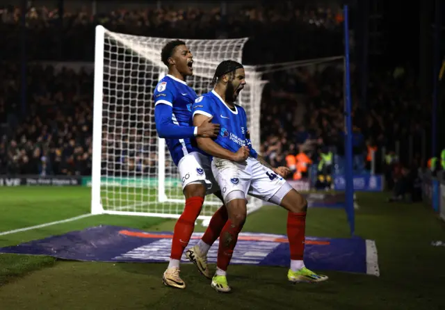 Myles Peart-Harris of Portsmouth scores for Portsmouth