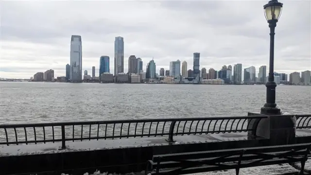 Sky-line, water, bench