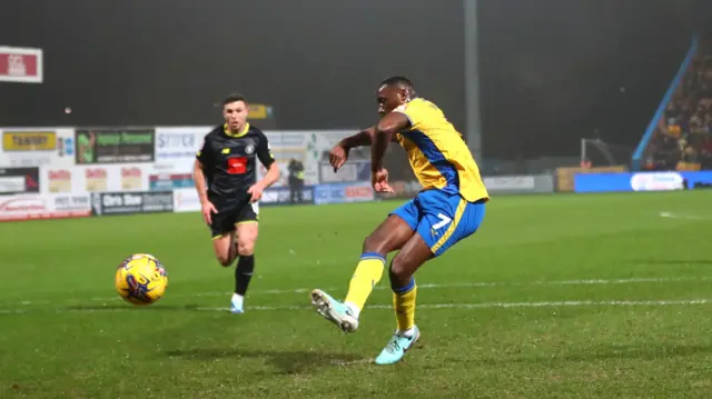 Lukas Akins scores for Mansfield