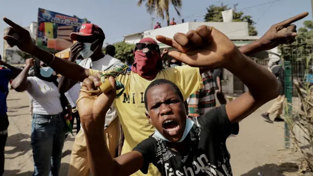 Senegalese demonstrators protest against the postponement of the Feb. 25 presidential election, in Dakar, Senegal February 9, 2024