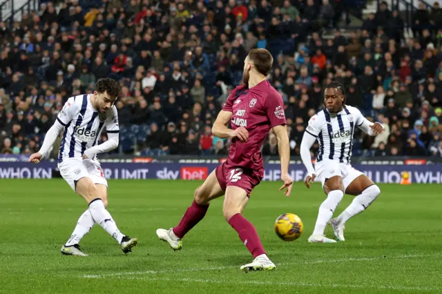 Mikey Johnston scores for West Brom against Cardiff