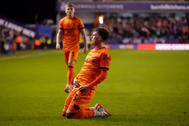 Nathan Broadhead celebrates scoring for Ipswich at Millwall