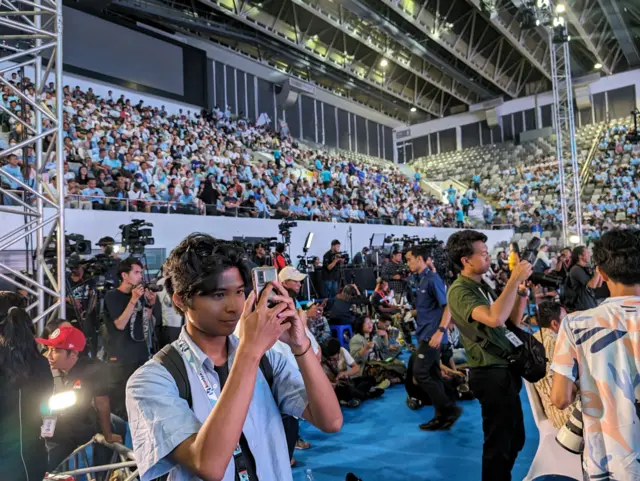 Reporters setting up at Istora Senayan